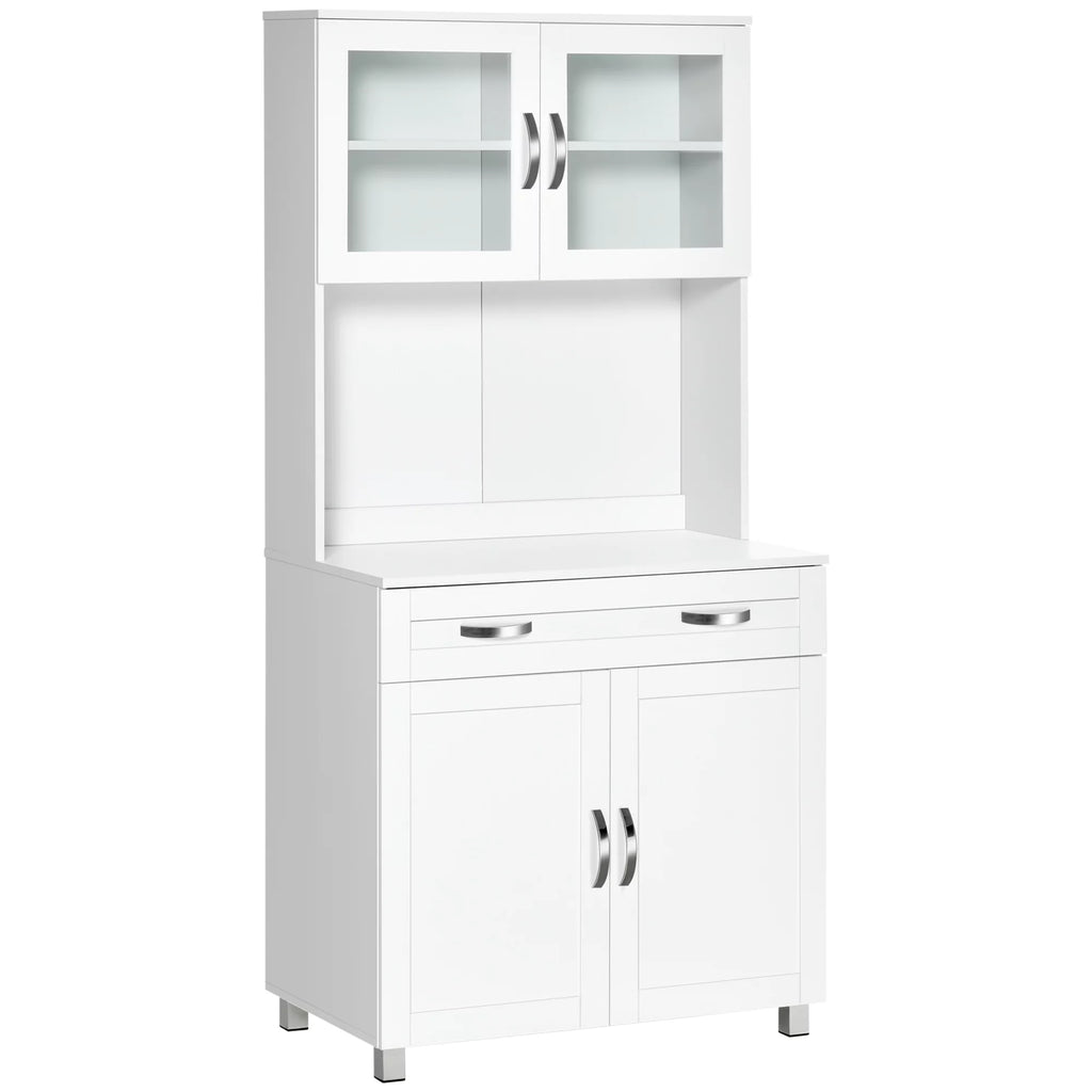 67" White Buffet with Hutch L932
