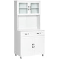 67" White Buffet with Hutch L932