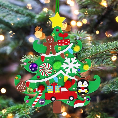 24 Sets Christmas Tree Ornaments DIY Craft Kits Foam Stickers Y493