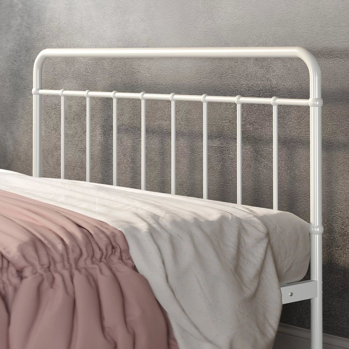 King White Metal Platform Bed Frame F3124