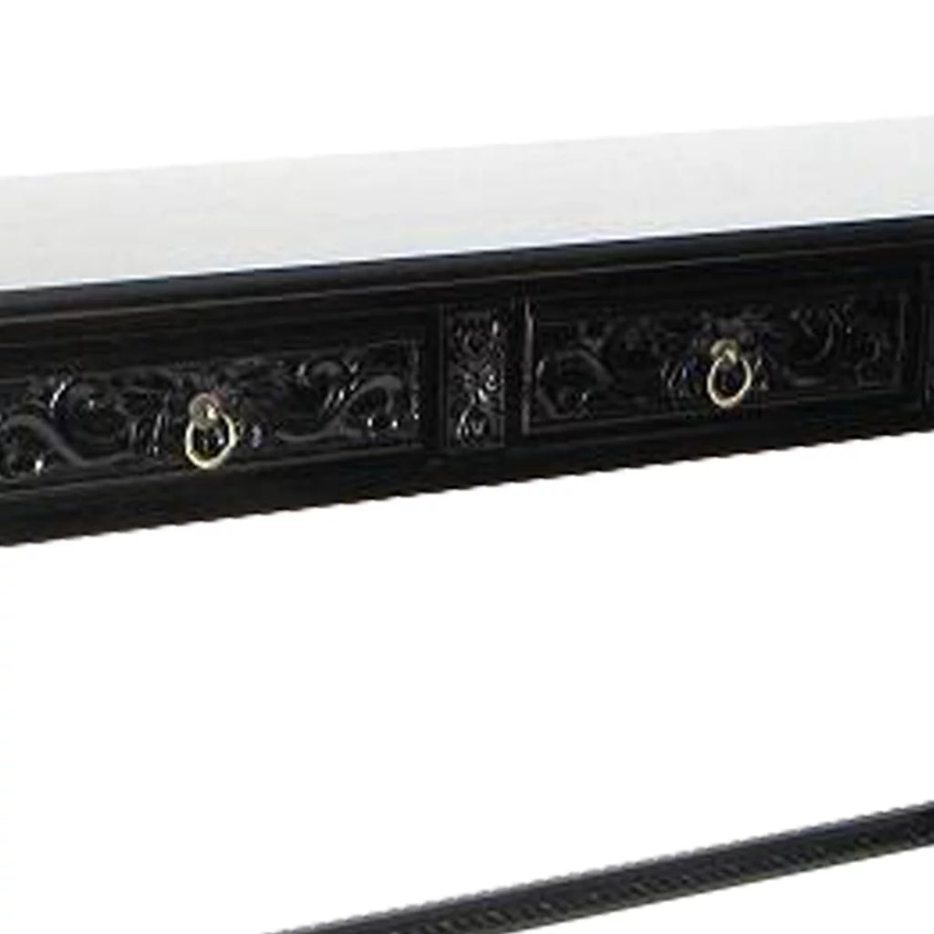 Black Wooden Console Table with Turned Legs Z320862