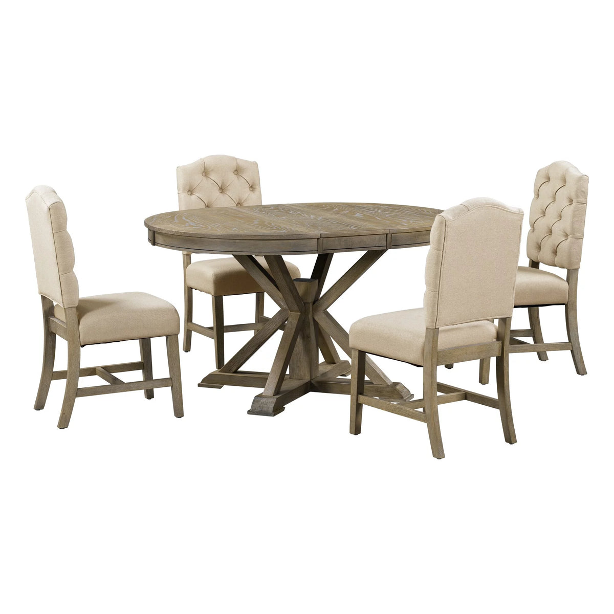 5 Piece Extendable Dining Table Set with 4 Upholstered Chairs O6448