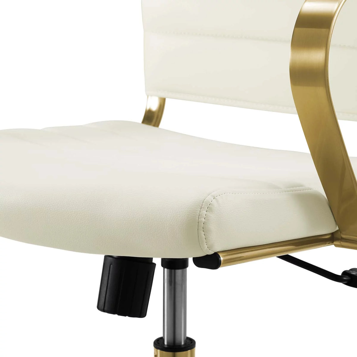 Gold White Faux Vinyl Leather Aluminum Office Chair K9062