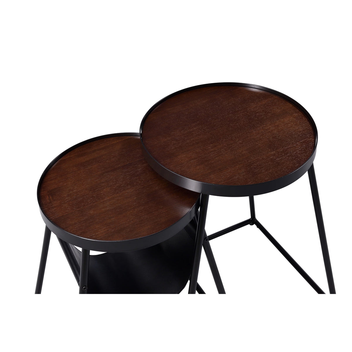 Matte Black Steel 2-Piece Nesting Tables Set E481707