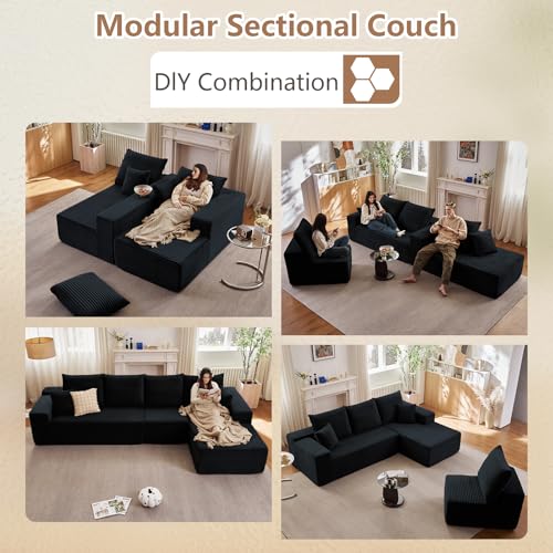 107" Modular Corduroy Sectional Sofa with Chaise X541