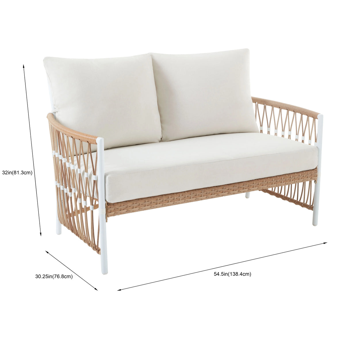 White Wicker Outdoor Loveseat E991