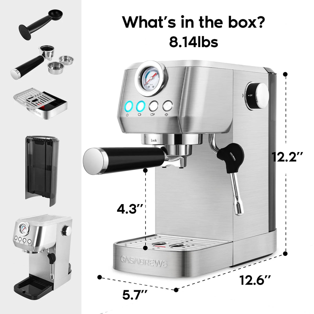 20 Bar Espresso Machine with Milk Frother Steam Wand V35751