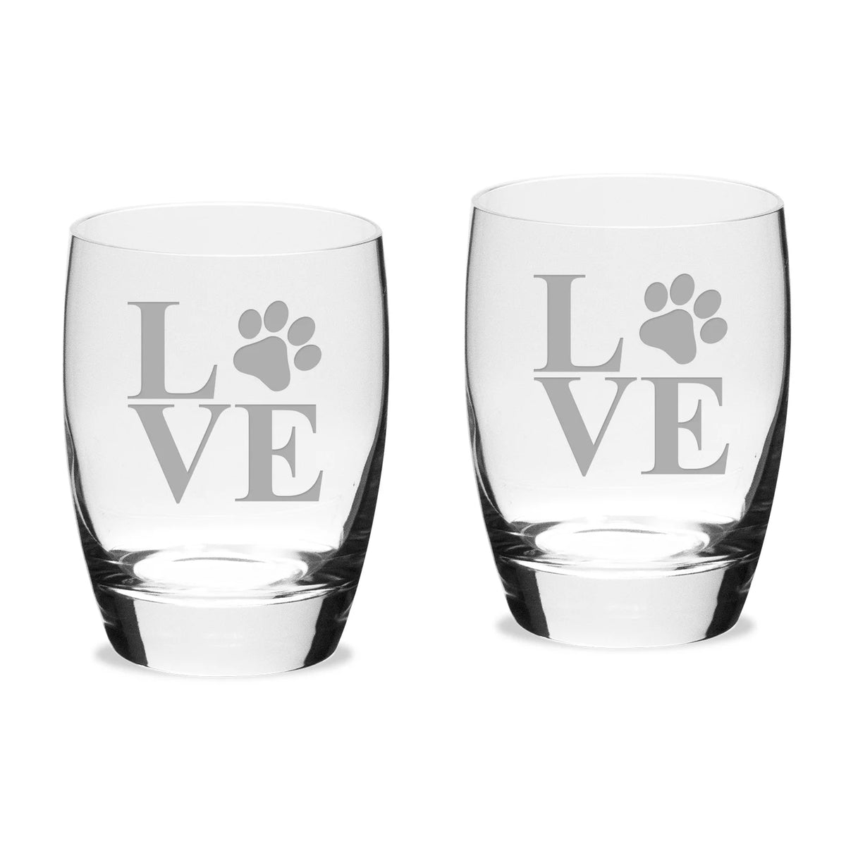 Paw Print Double Old Fashion Glass Set of 2 X876