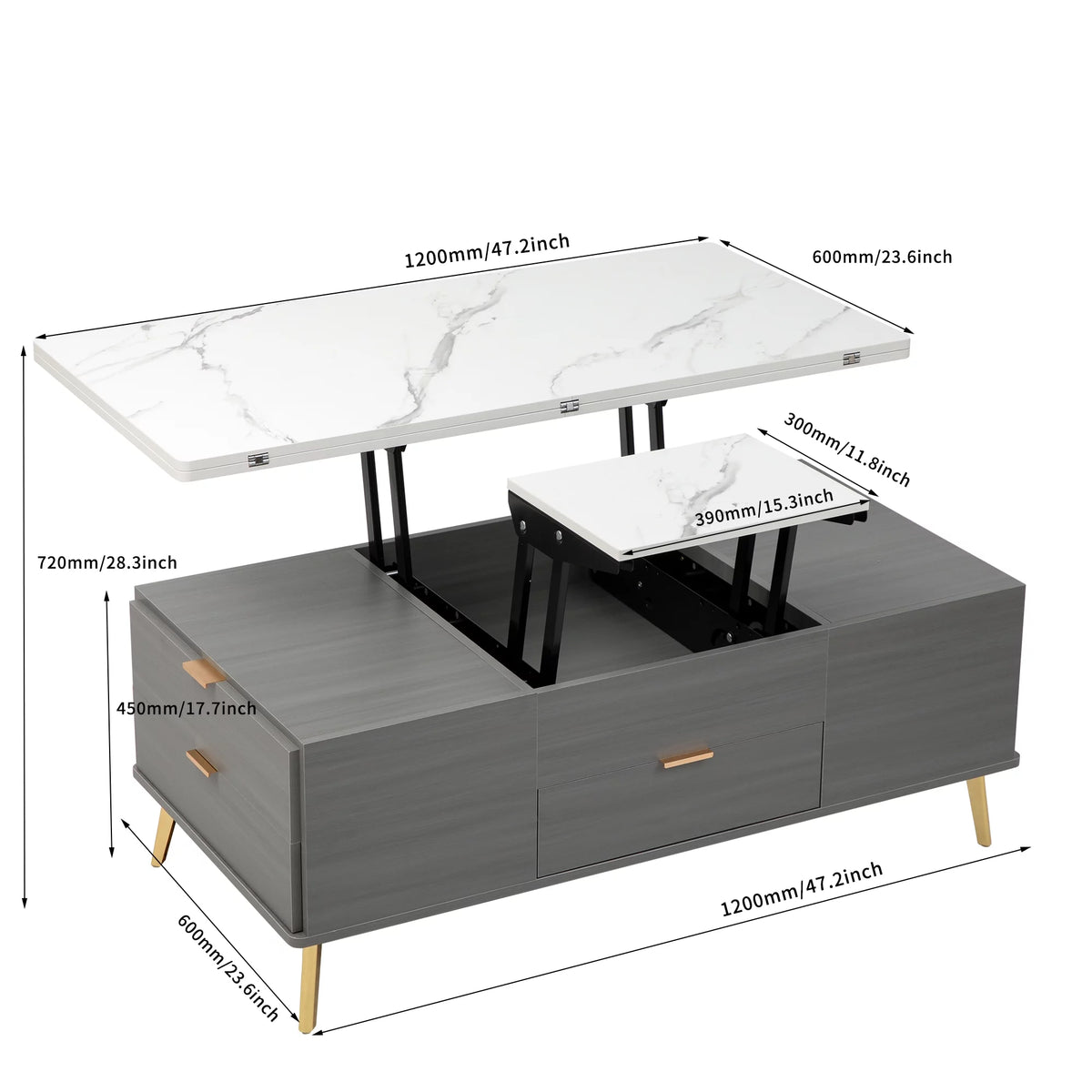 Double Lift Top Coffee Table with 4 Drawers U215274