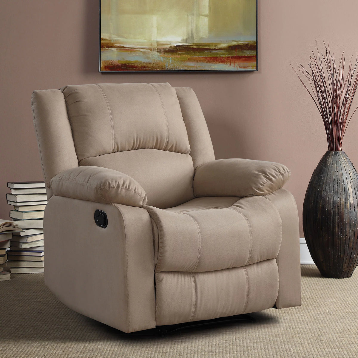 Beige Microfiber Push Back Recliner C178560