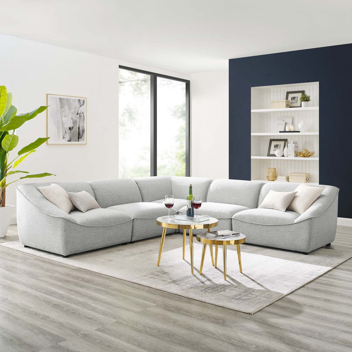 Light Gray 5-Piece Sectional Sofa G61703