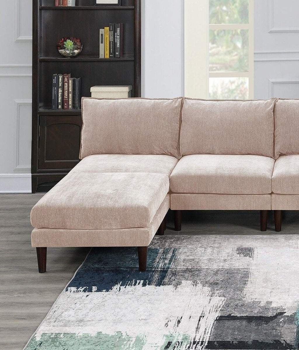 6pc Modular Sectional Sofa Set Armless Chair Ottoman Q6367