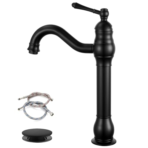Single Handle Vessel Sink Faucet with Pop Up Drain, Oil Rubbed Bronze W704