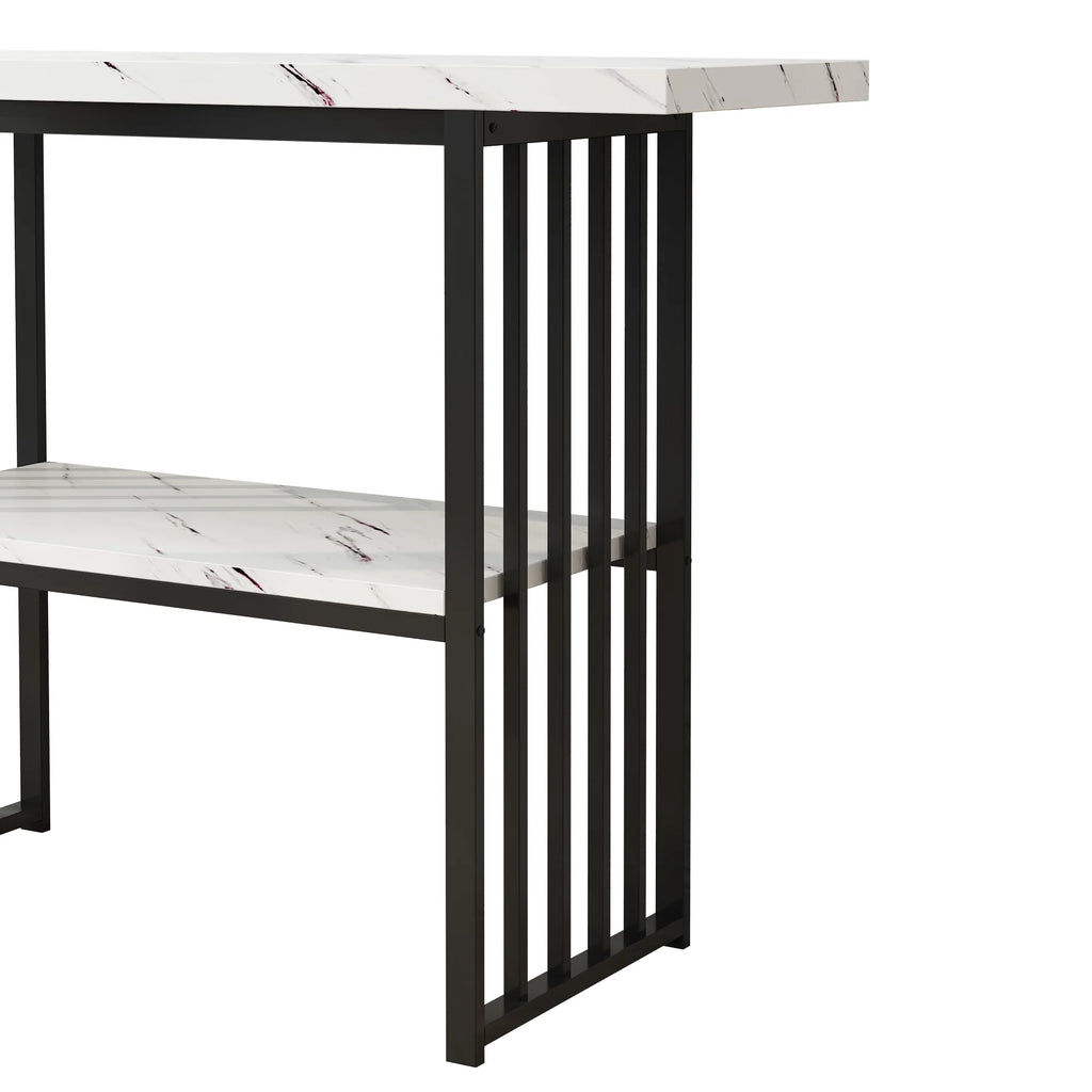 Black & White 42-Inch Console Table with Metal Legs I8388