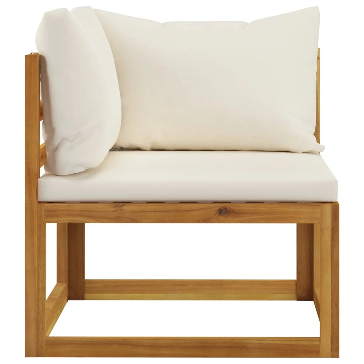 Sectional Corner Sofa with White Cushion Acacia Wood M385488