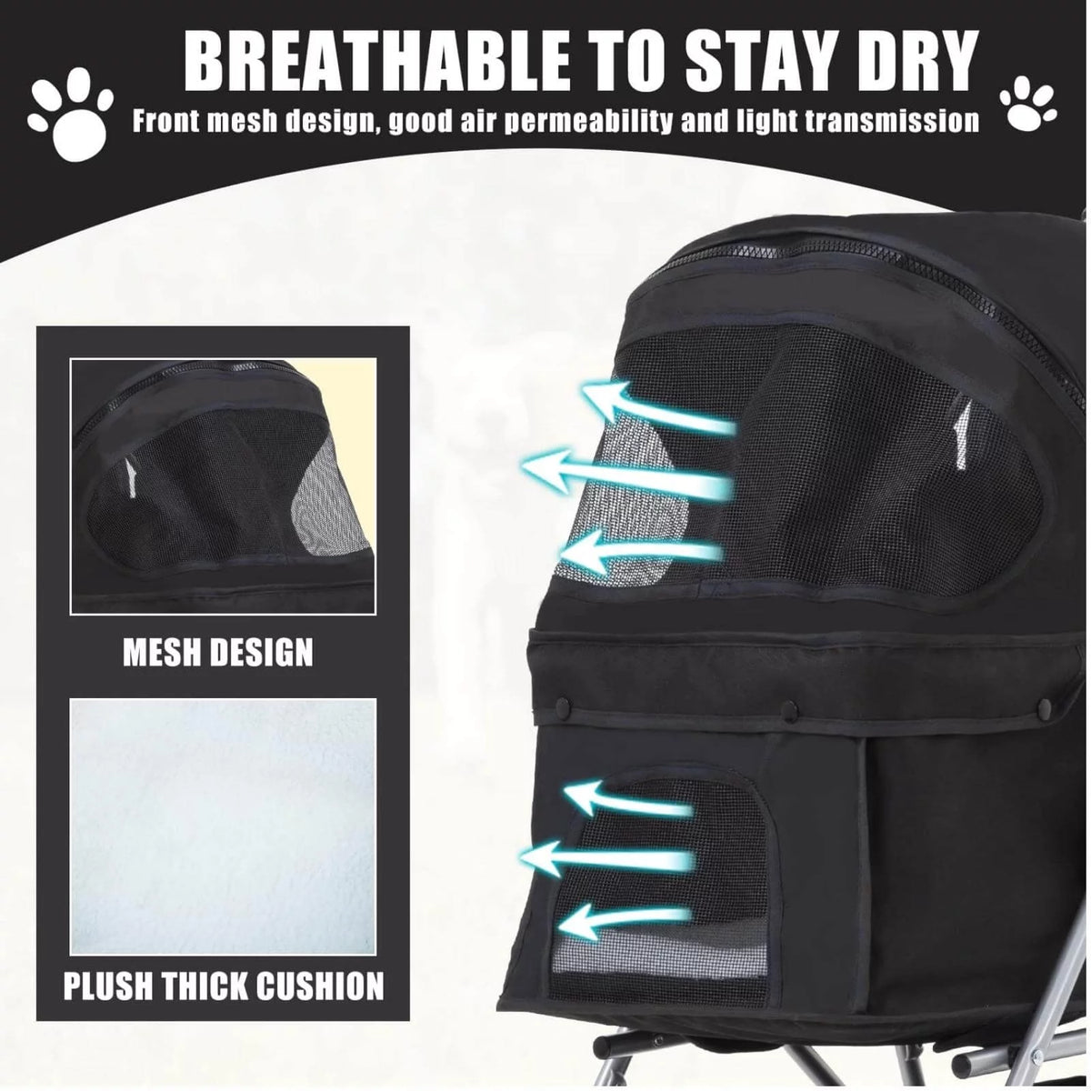 4 Wheels Foldable Pet Stroller with Storage Basket N2288