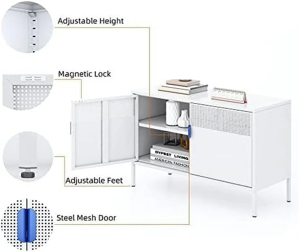 Metal Locker Cabinet with Mesh Door Adjustable Shelves L68238