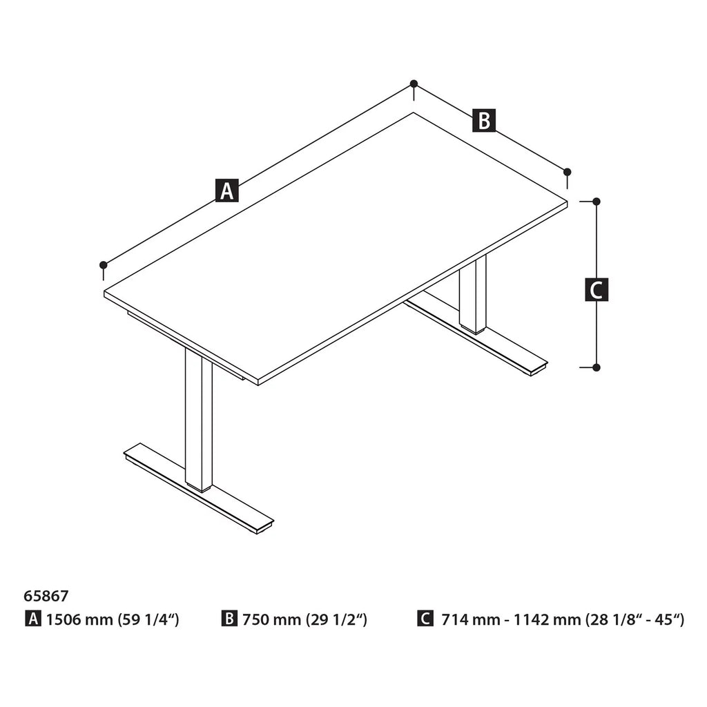 30" x 60" White Adjustable Standing Desk H58901