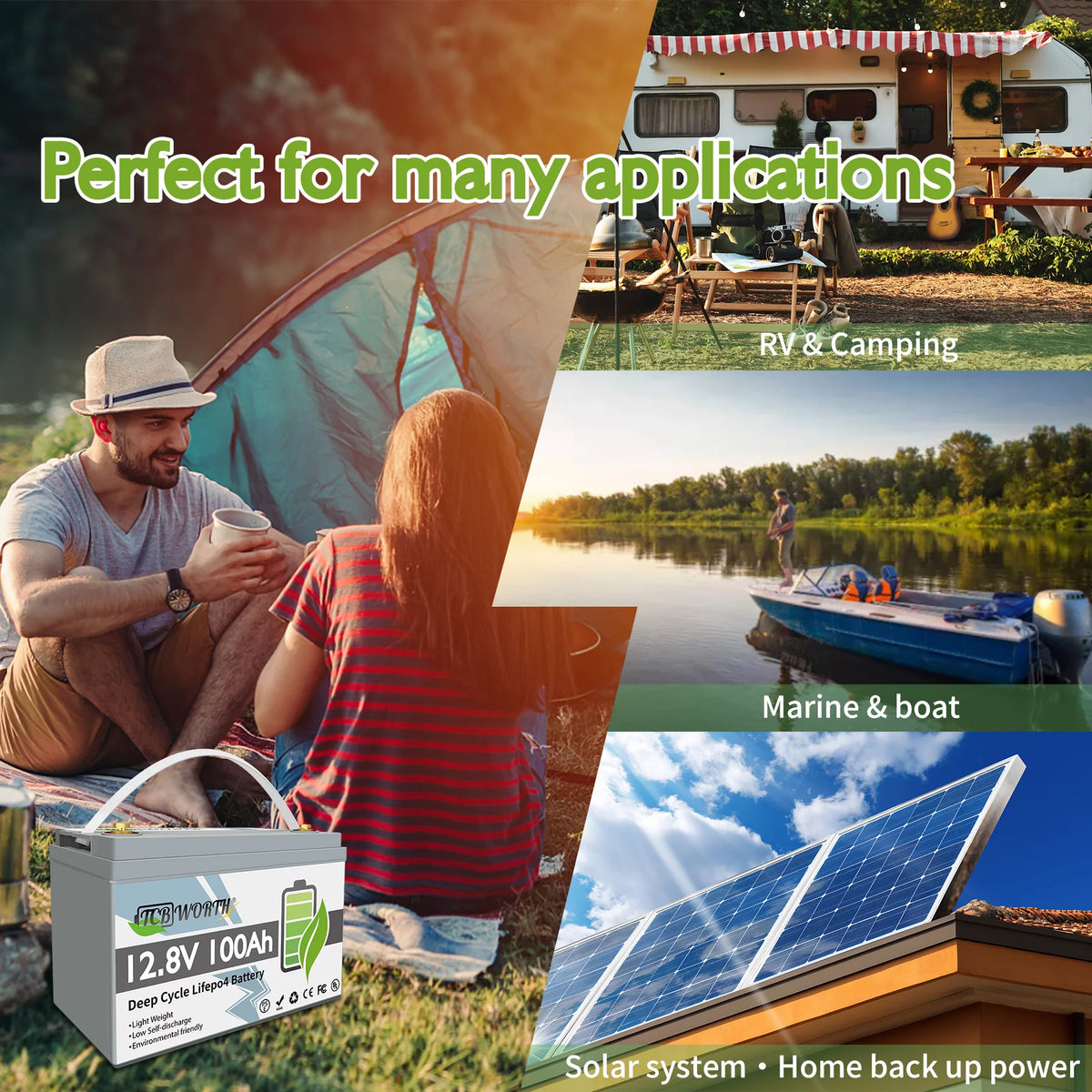 12V 100Ah LiFePO4 Lithium Battery with 100A BMS N884