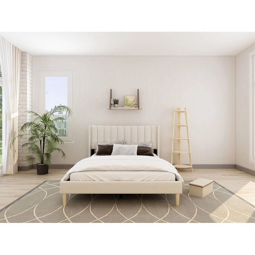 Full Low Profile Upholstered Platform Bed Dark-Grey Velvet V971