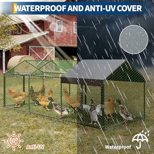 Large Metal Chicken Coop with Cover U173655