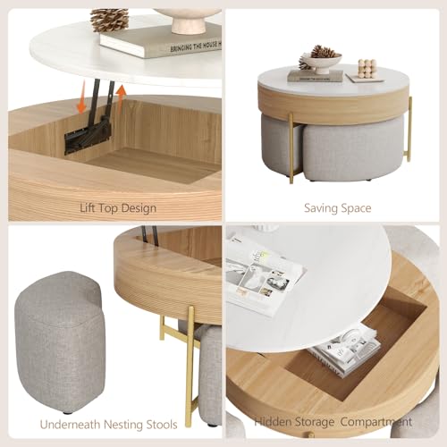 3 in 1 Lift Top Nesting Coffee Table with Storage N163