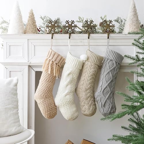 4 Pack 18 Inch Cable Knit Christmas Stockings X791