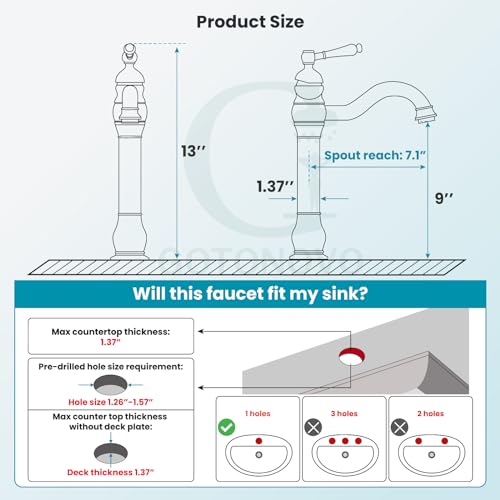 Single Handle Vessel Sink Faucet with Pop Up Drain, Oil Rubbed Bronze W704