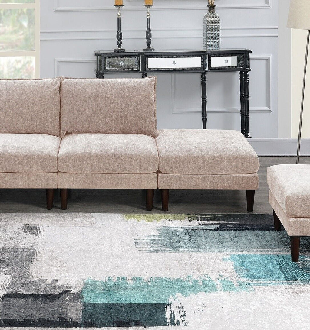 6pc Modular Sectional Sofa Set Armless Chair Ottoman Q6367