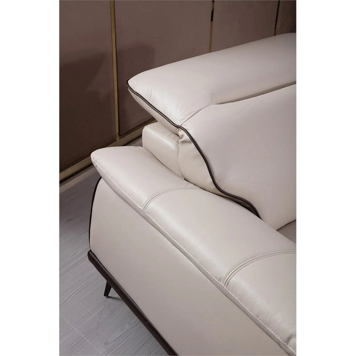 Beige Leather Loveseat U41068