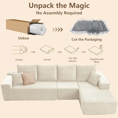 107" Modular Corduroy Sectional Sofa with Chaise X541