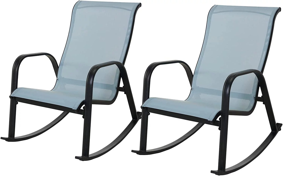 Set of 2 Blue Steel Outdoor Rocking Chair H91486