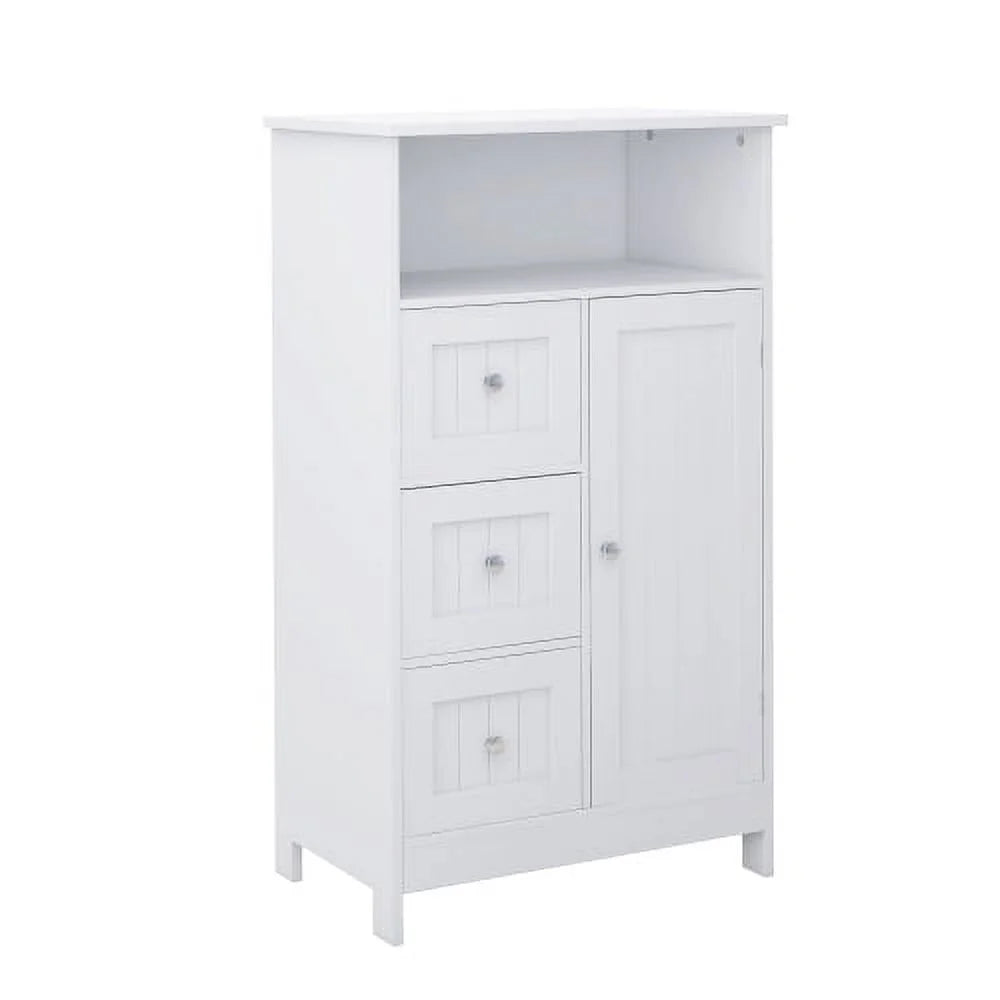 3 Drawer 1 Door White Bathroom Storage Cabinet W483