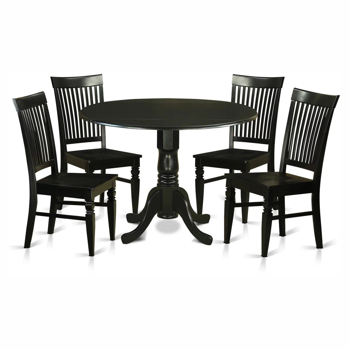 5 Piece Drop Leaf Dining Table Set with Wooden Seat Chairs O618