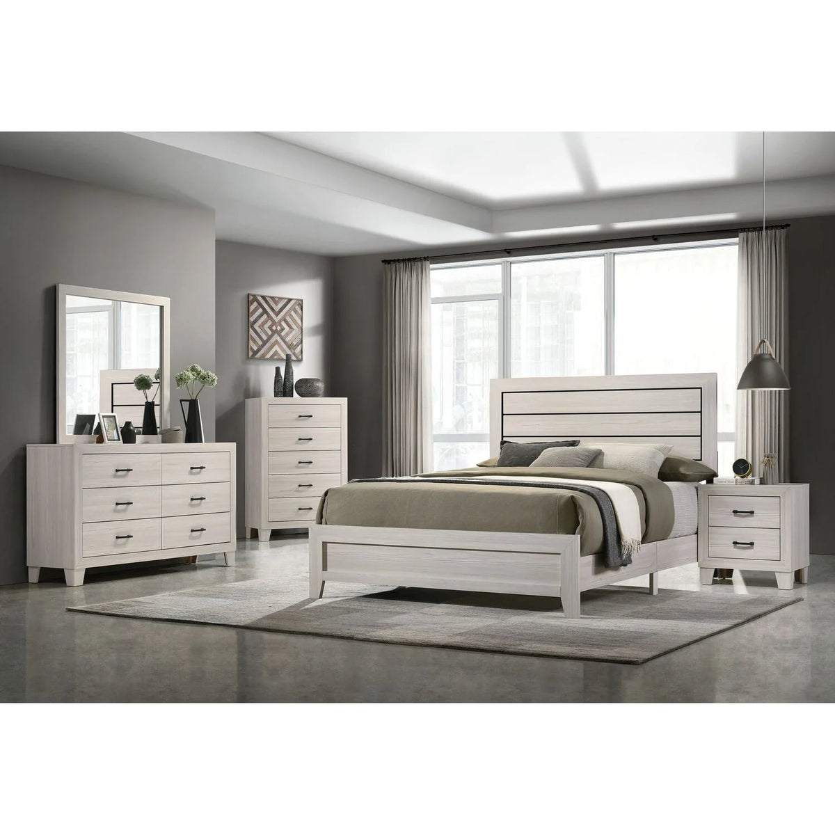 Gray 6 Drawer Wood Dresser with Mirror I361065