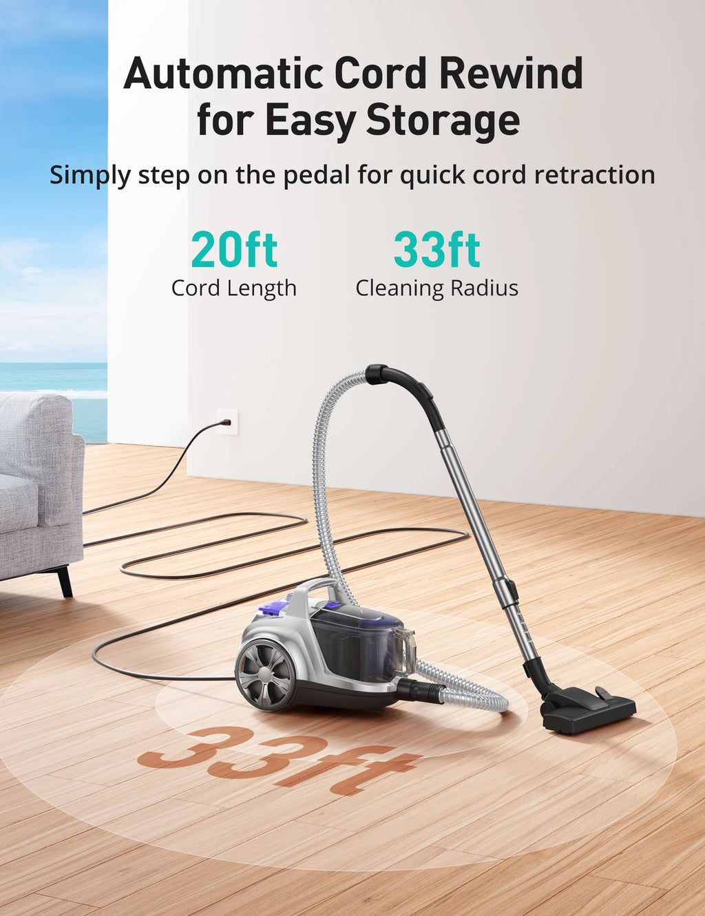 1200W 3.6QT Bagless Canister Vacuum Cleaner V55763