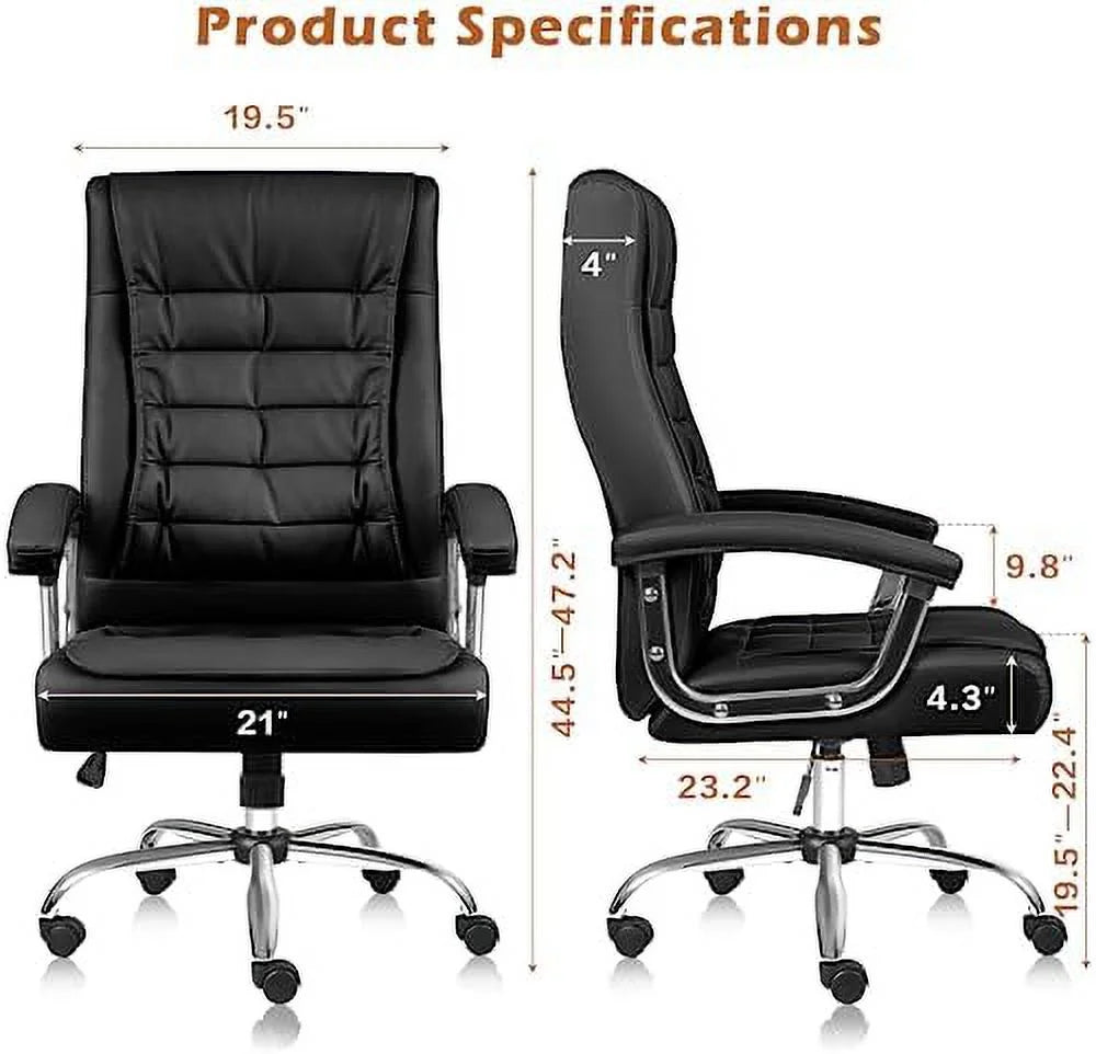 Big and Tall Leather Office Chair 350lbs High Back with Armrest O876