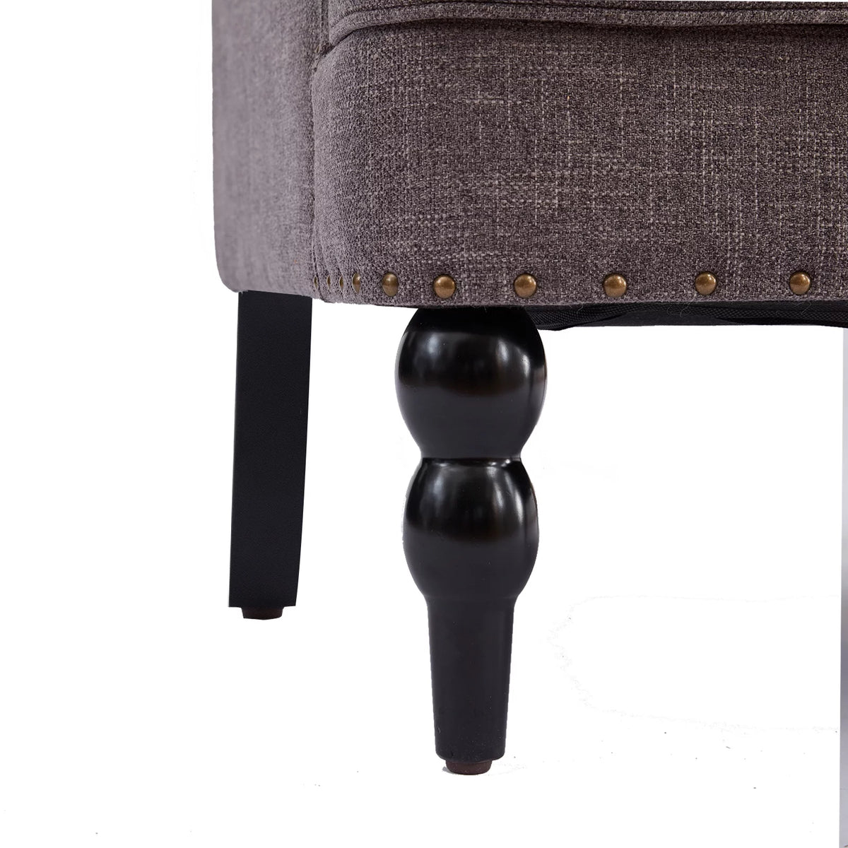 Beige Linen Upholstered Accent Chair with Ottoman G73376