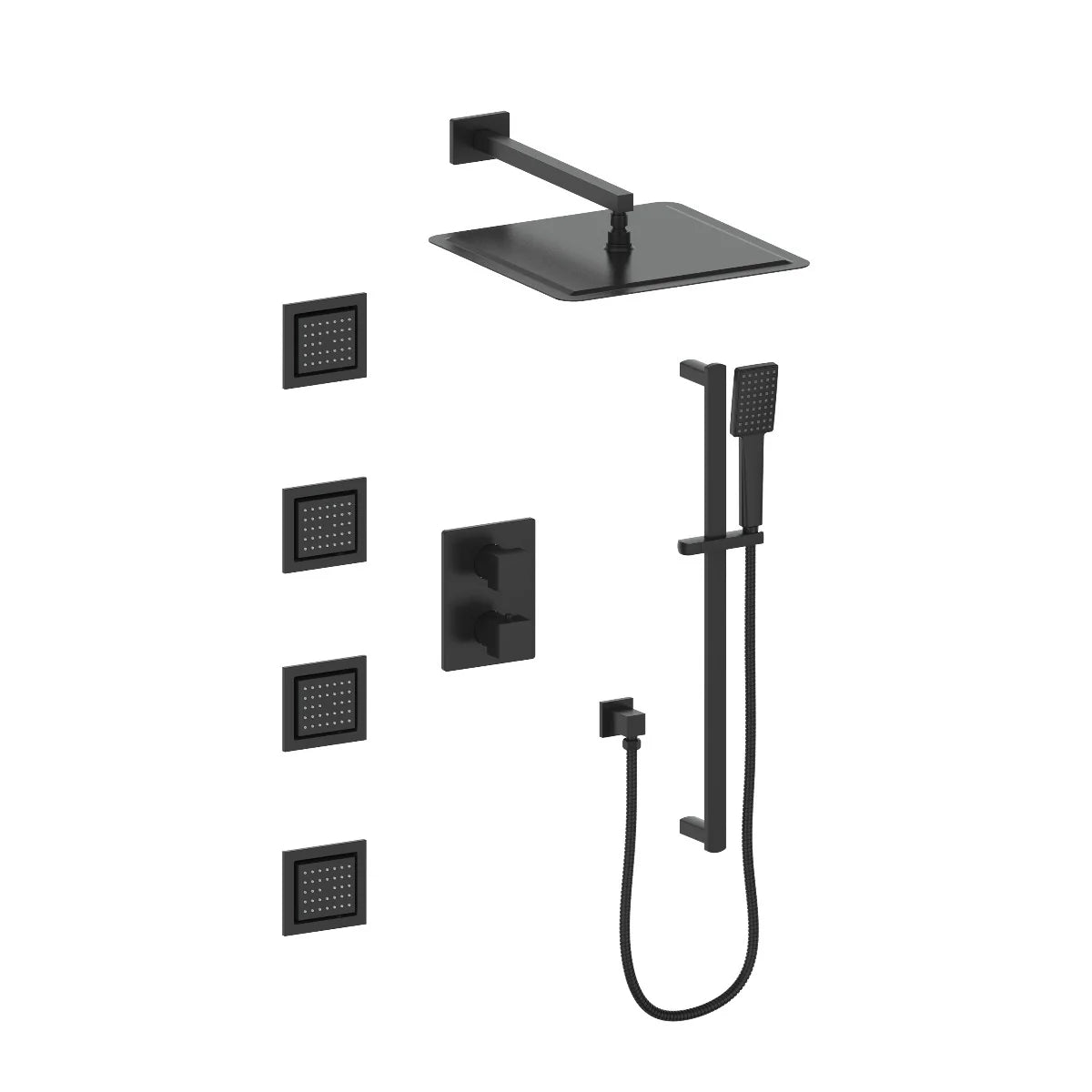 Matte Black Thermostatic Shower System Y474897