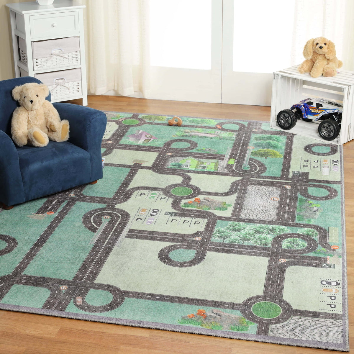 Pine Green 8' x 10' Kids Indoor Area Rug Z9935