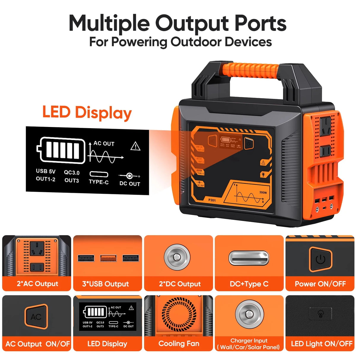 Portable Power Station 300W Solar Generator B503