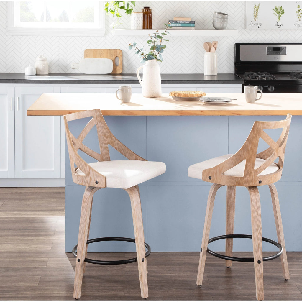 26" Fixed-Height Counter Stool with Bent Wood Legs, Set of 2 E2819