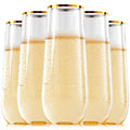 24 Pack 9 Oz Gold Rim Shatterproof Champagne Flutes Q1281