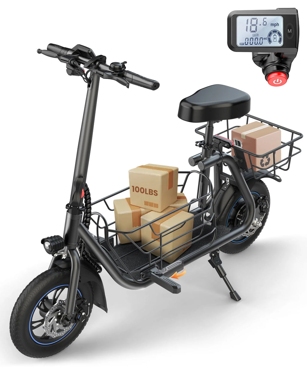 450W Electric Scooter with Seat and Basket J6645