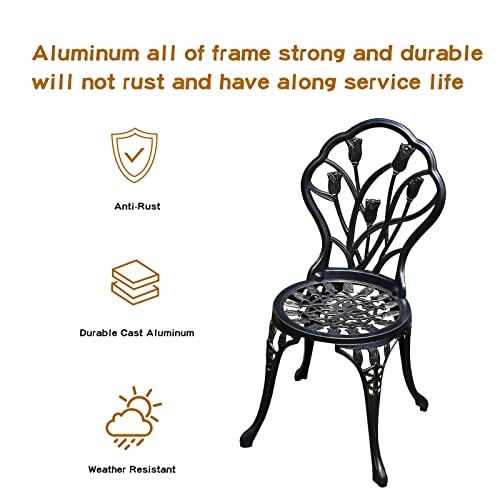 Rust-Resistant Cast Aluminum Bistro Table Set with Umbrella Hole M176