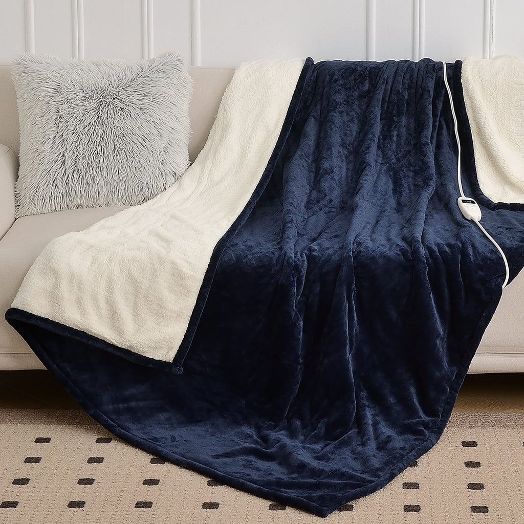 50" x 60" Blue Fleece Heated Throw Blanket N18389