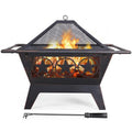 Iron Fire Pit with Mesh Cover Grills Poker N70618
