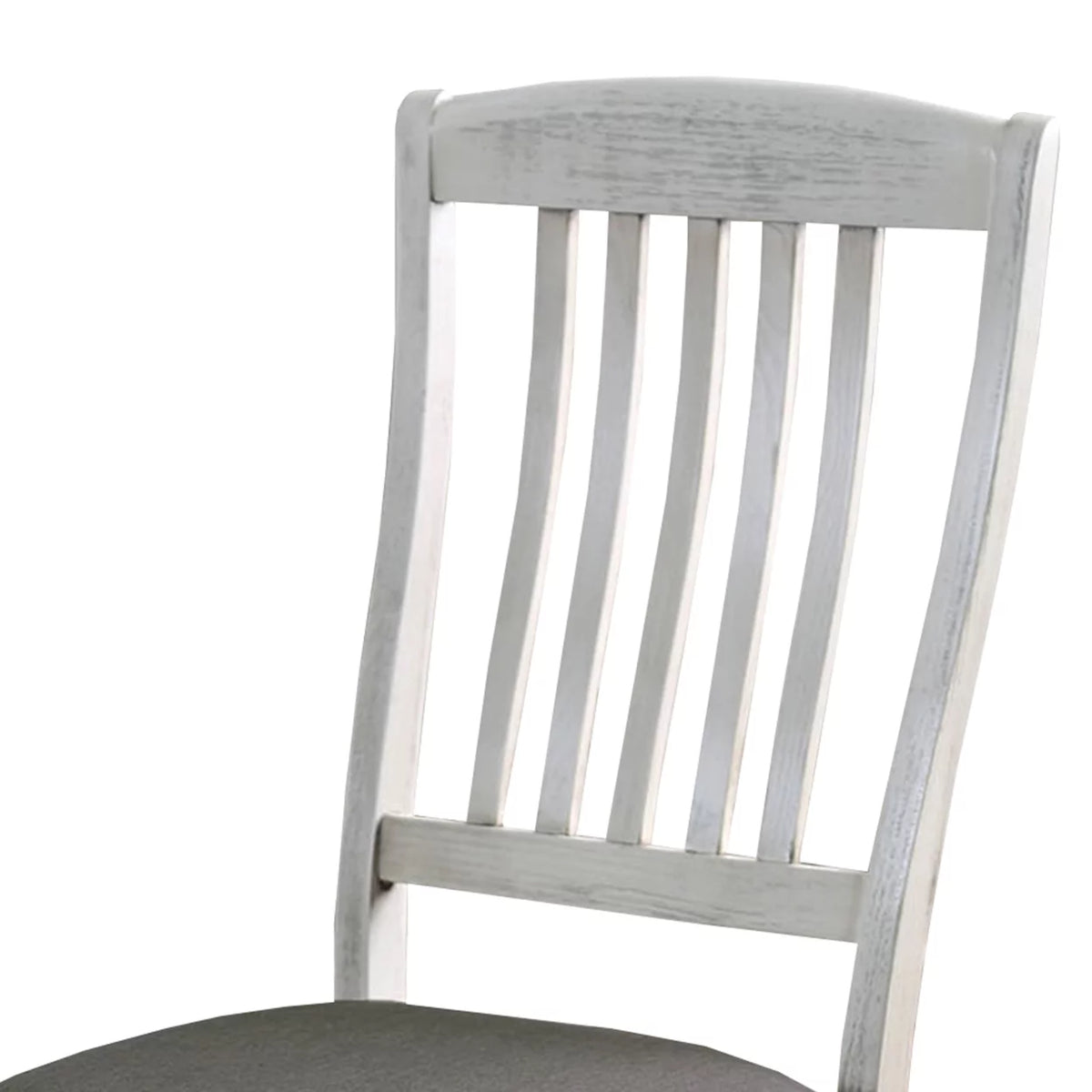 Wooden Side Chair with Fabric Upholstered Padded Seat Pack of Two Antique White and Gray C808