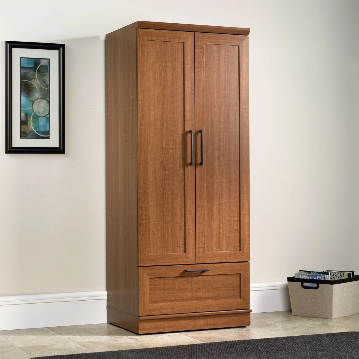 Sienna Oak Finish Wardrobe/Storage Cabinet O9130