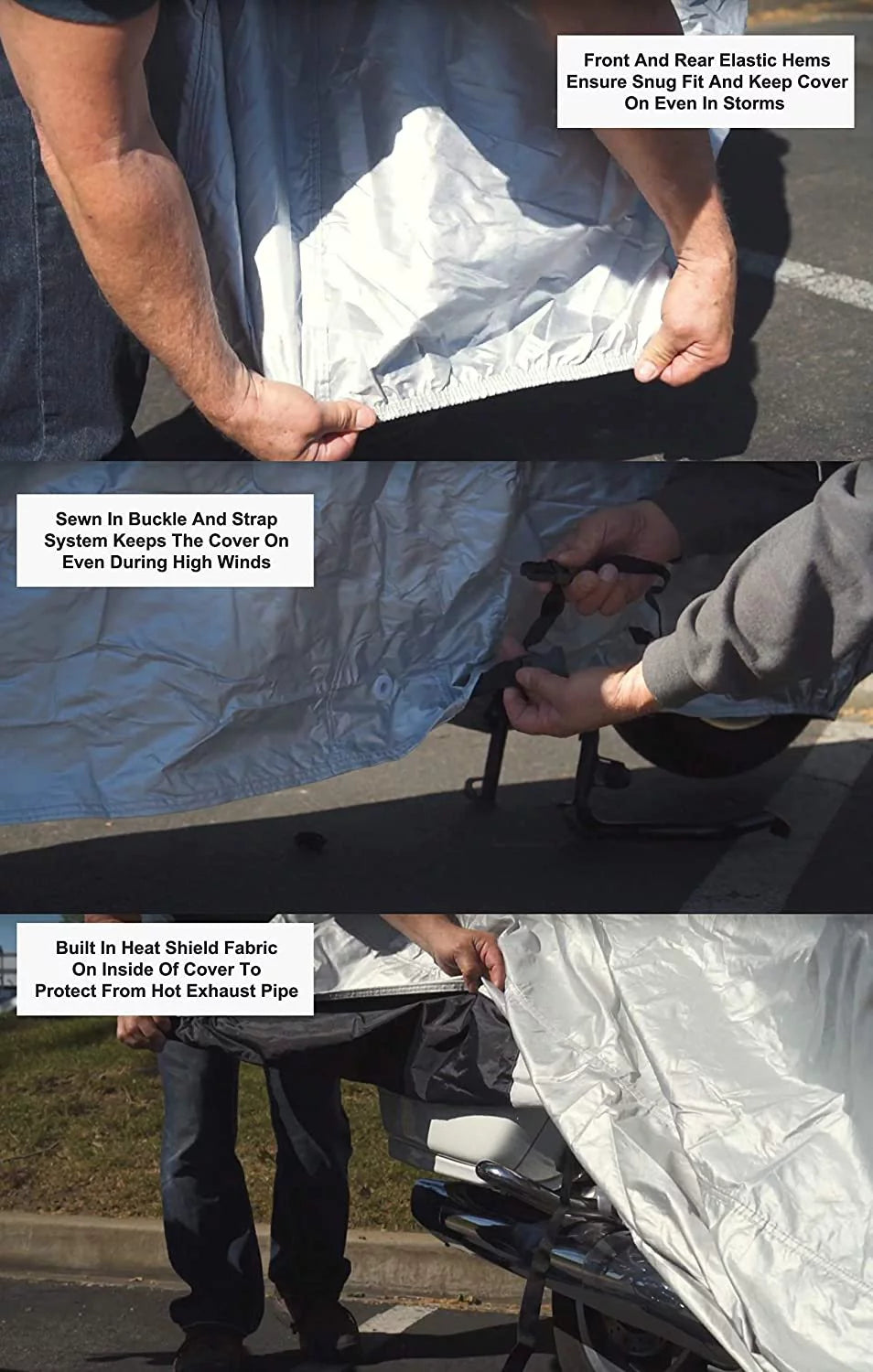 Weatherproof Motorcycle Cover with Securing Straps and Storage Bag O189515
